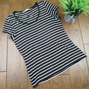 XL Striped Tee Shirt Black White Soft Stretchy